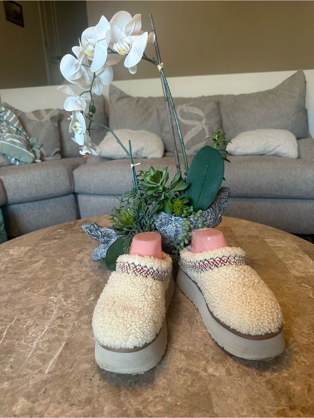 Ugg Tazz Ugg Braid Slipper |Cozy Cream Sherpa Platform size 36